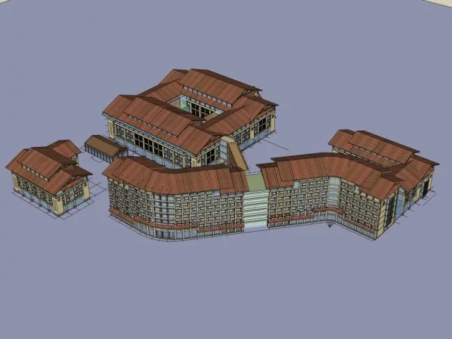 SketchUp Hospital Model | Multi-story Daxiong County People's Hospital, medical building, classical style