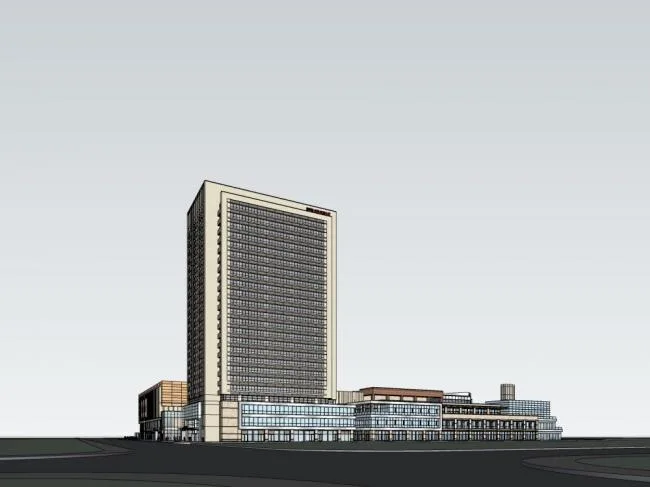 Sketchup Complex Model | Multi story high-rise mixed use, commercial complex, residential, office, modern style