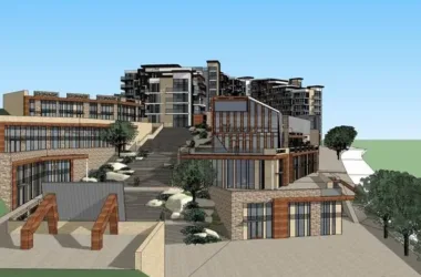 SketchUp Business Model: Modern Multi-House Mountain Commercial Street Design-BIM WORLD