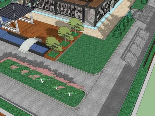 Sketchup Landscape Model | Roof Garden Landscape, Chinese Style