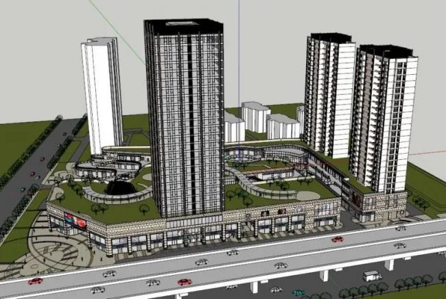 Sketchup Residential Model | High rise residential, ground floor commercial, residential building, classical style