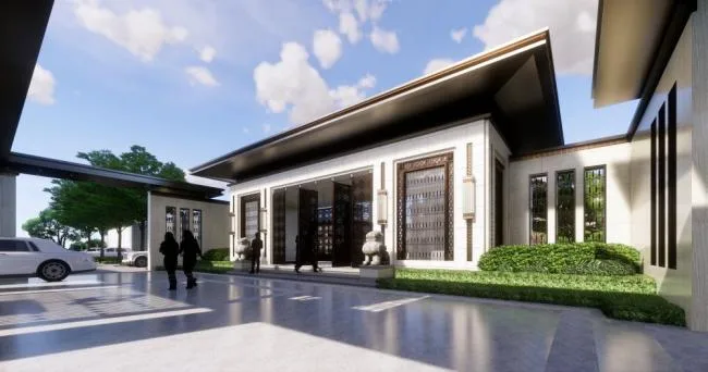 Sketchup Business Model | Multi story Sales Office, Commercial Building, New Chinese Style