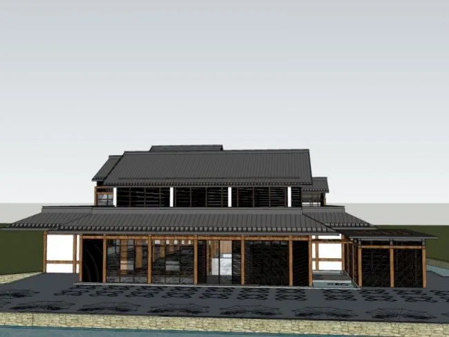Sketchup Villa Model | Solo Villa, Modern Chinese Style