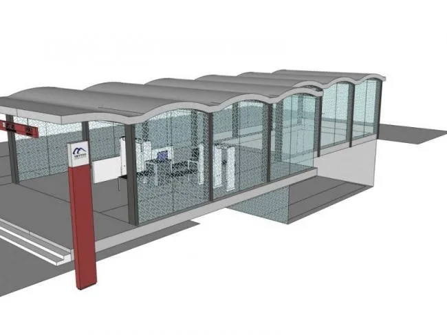 SketchUp: Modern Station Road Bridge with Subway Entrance and Exit