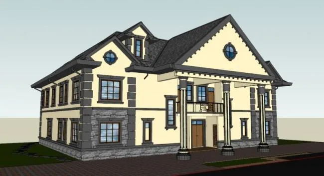 Classical Twin Villa Model in SketchUp