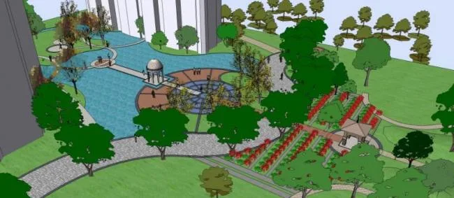 Sketchup Landscape Model | Community Landscape, Residential Landscape, Classical Style