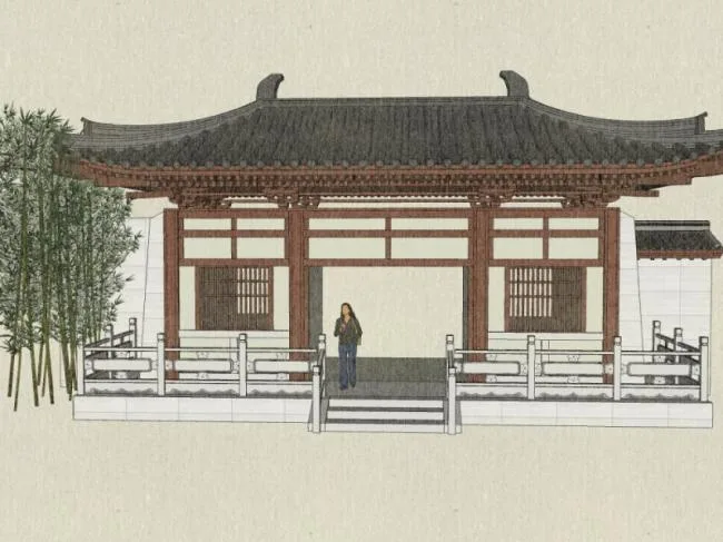 Sketchup Sketch Model | Mountain Gate, Antique Architecture, Chinese Style, Sketch
