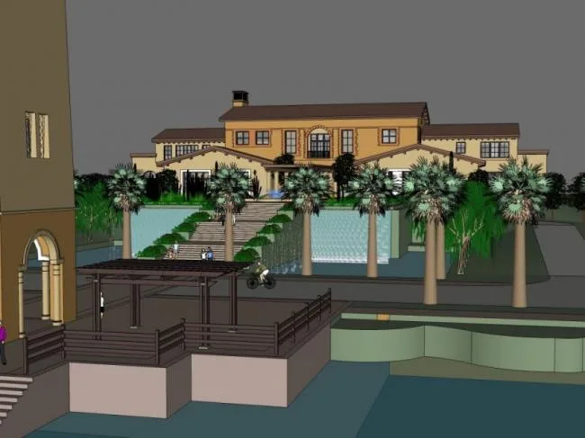 Sketchup Business Model | Low Level Clubhouse, Classical Style