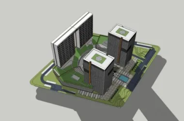 SketchUp Model of a Modern Super High-Rise Commercial, Office, and Residential Complex-BIM WORLD