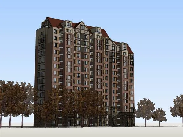 Sketchup Residential Model | High rise residential building, classical style, 14 floors, German style