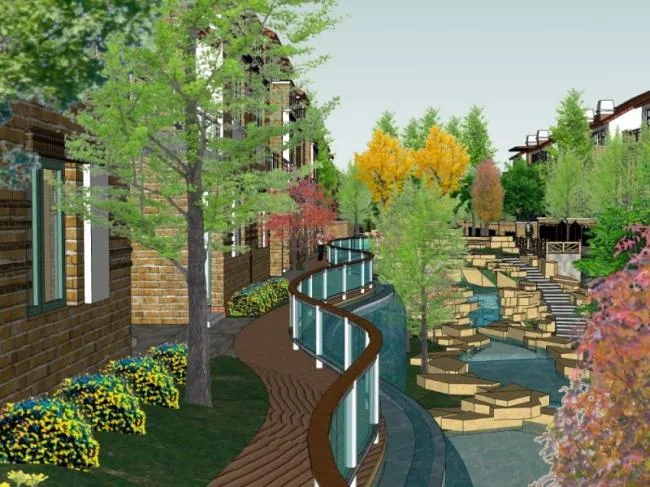 Sketchup Landscape Model | Community Landscape, Residential Landscape, Modern Style