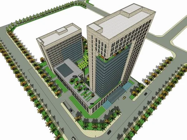 Modern High-Rise Office Building SketchUp Model