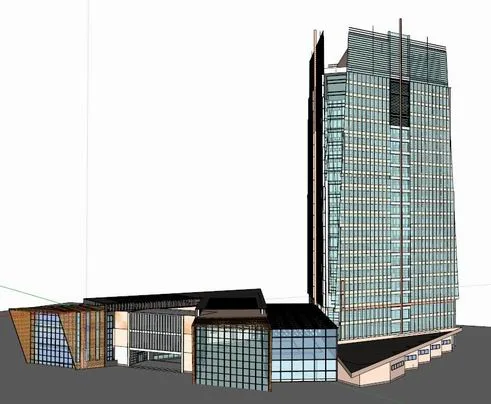 Modern High-Rise Office Building Model in SketchUp