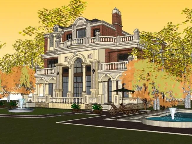 Classical Style Single-Family Villa Model in SketchUp