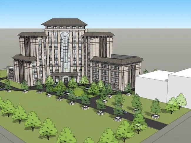 Classical Multi-Story Hotel Model in SketchUp