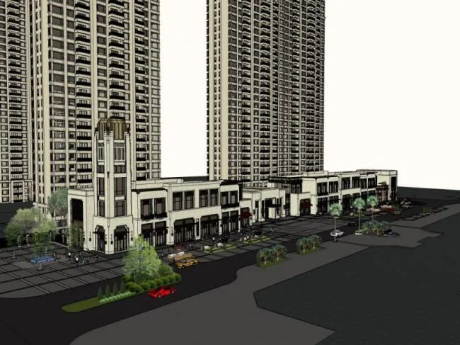 Sketchup Residential Model | High rise residential, ground floor commercial, residential building, classical style