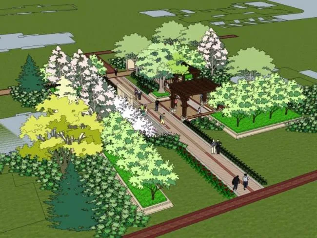 Sketchup Landscape Model | Square Landscape, Modern Style