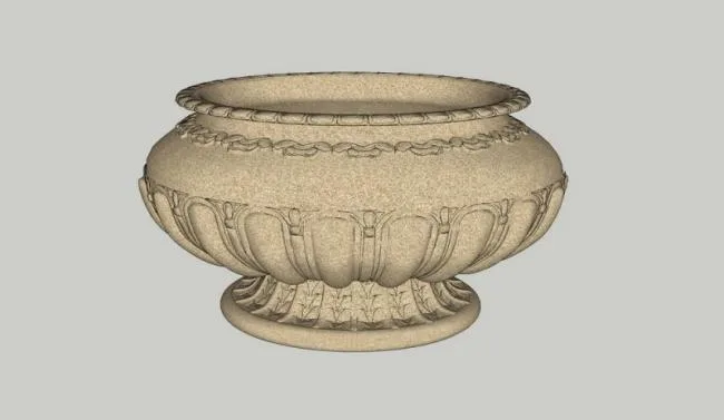 SketchUp Material Model: European Floral Bowl Sculpture for Landscape Design