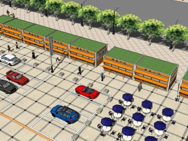 Sketchup Landscape Model | Square Landscape, Parking Lot Landscape, Modern Style
