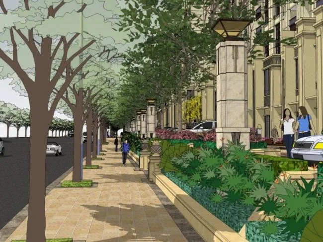 Sketchup Landscape Model | Community Landscape, Residential Landscape, Classical Style