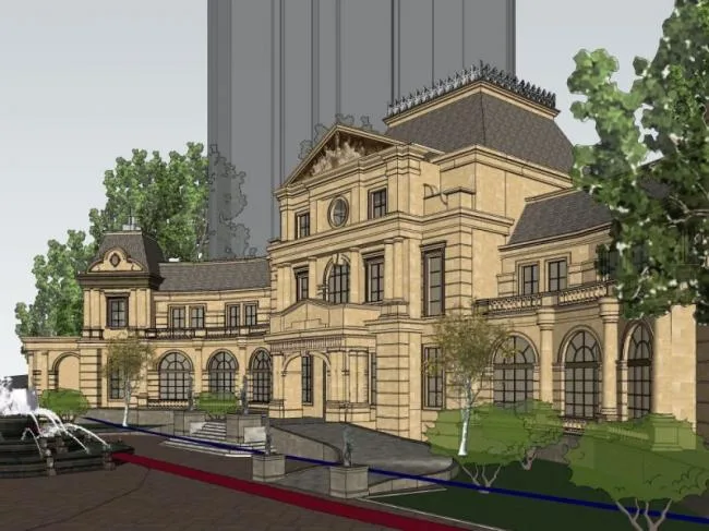Sketchup Business Model | Multi story Clubhouse, Classical Style