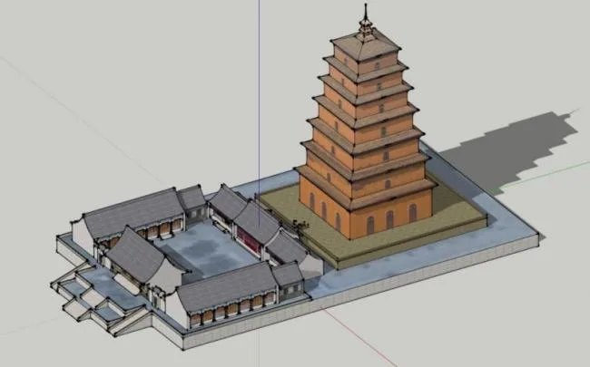 Sketchup Ancient Architecture Model | Multi story Temple and Courtyard, Chinese Style, Ancient Architecture