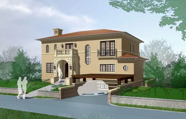 Sketchup Villa Model | Single Family Villa, Classical Style