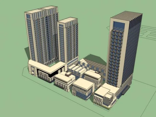 Sketchup Complex Model | Multi story Commercial Complex, Residential, Office, Classical Style