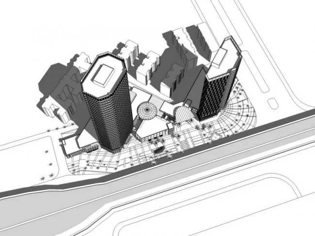 SketchUp Model of a Modern Super High-Rise Commercial, Office, and Residential Complex