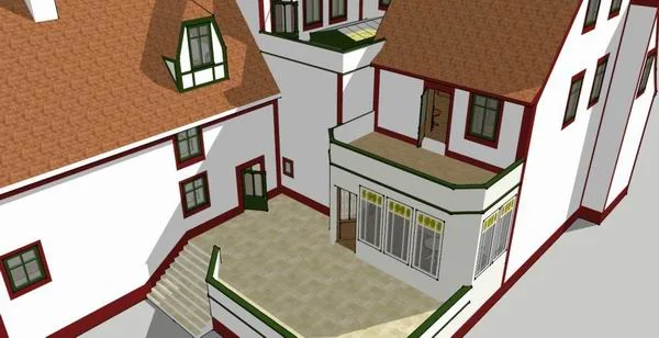 Sketchup Residential Model | Multi story Residential Small Building, Classical Style