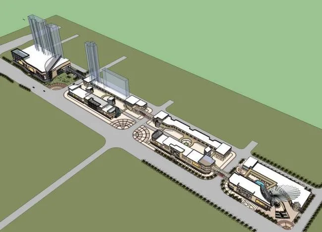 Sketchup Business Model | Multi story Commercial Complex, Modern Style