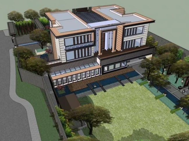 Sketchup Landscape Model | Courtyard Landscape, Garden Landscape, Courtyard Garden, Modern Style