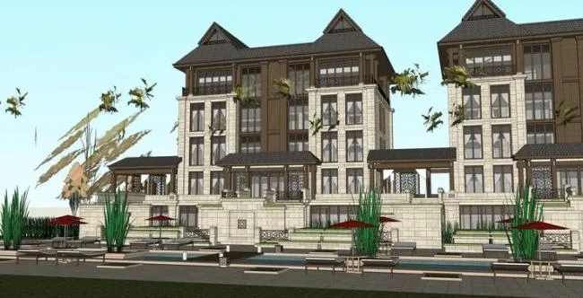 Sketchup Villa Model | Stacked Villa, Residential Design, Clubhouse, Resort Center, Southeast Asian Style, Landscape Design