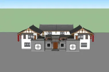 SketchUp Residential Design | Multi-Story Chinese-Style Courtyard Home-BIM WORLD