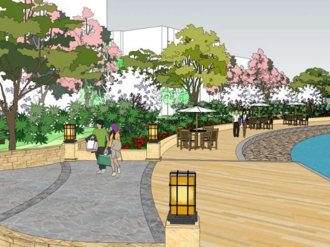 Sketchup Landscape Model | Waterfront Landscape, Modern Style