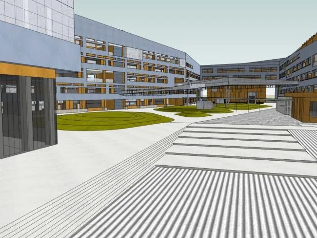 Sketchup School Model | Campus, Multi story School, Teaching Building, Educational Architecture, Modern Style