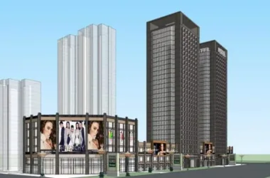 Modern High-Rise Hotel with Ground Floor Commercial Space | SketchUp Model-BIM WORLD