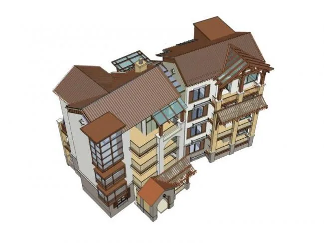Sketchup Residential Model | Multi story Residence, European Classical Style