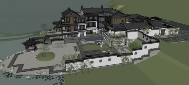 Sketchup Villa Model | Stacked Villa, Chinese Style
