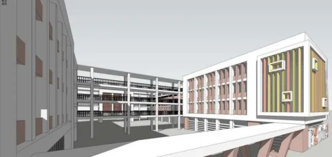 Sketchup School Model | Multi story Elementary School, Campus Educational Architecture, Modern Style