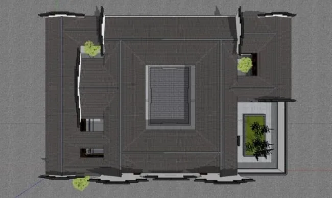 Sketchup Residential Model | Huizhou style residential buildings, Chinese style, inner courtyard