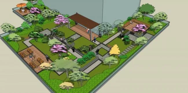 Modern Roof Garden Design | SketchUp Landscape Model