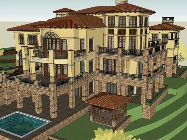 Sketchup Villa Model | Single Family Villa, Classical Style