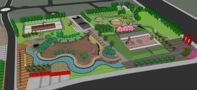 Sketchup Landscape Model | Courtyard Landscape, Modern Style, Modern Courtyard Landscape