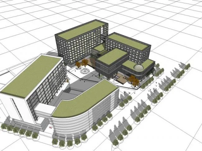 Modern Multi-Story Hotel Model in SketchUp