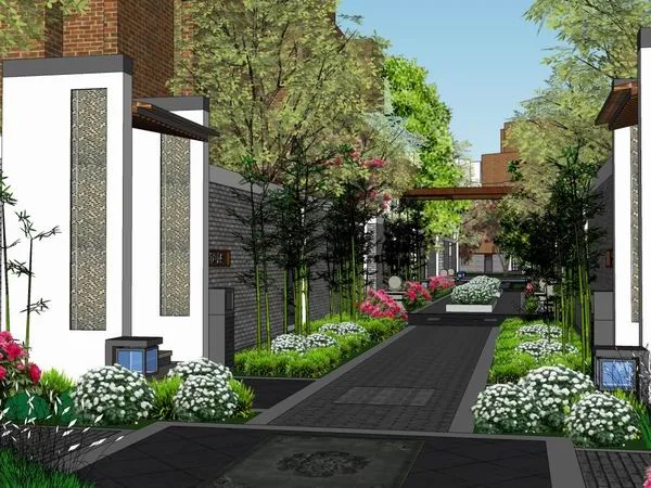 Sketchup Landscape Model | Multi story Community Landscape, Residential Landscape, Modern Chinese Style