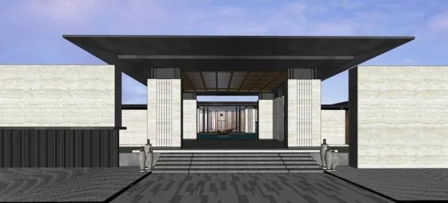 Sketchup Business Model | Sales Office, New Chinese Style