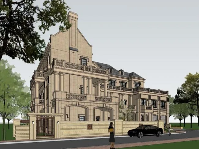 Sketchup Villa Model | Stacked Villa, French Classical Style