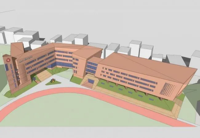 Sketchup School Model | Multi story Xiamen Le'an Middle School Gymnasium Art Building, Campus, Educational Architecture, Modern Style