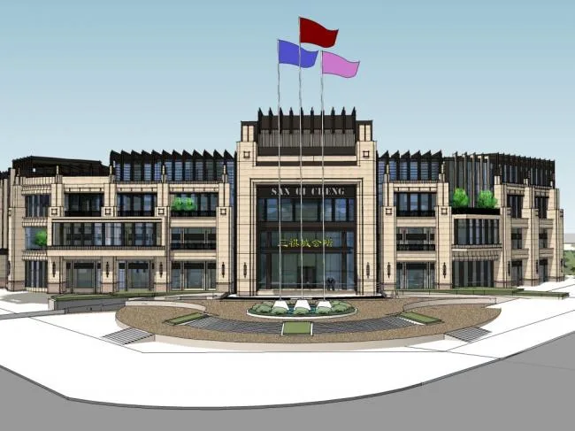 Sketchup Business Model | Multi story Sanqi City Club, Commercial, Classical Style
